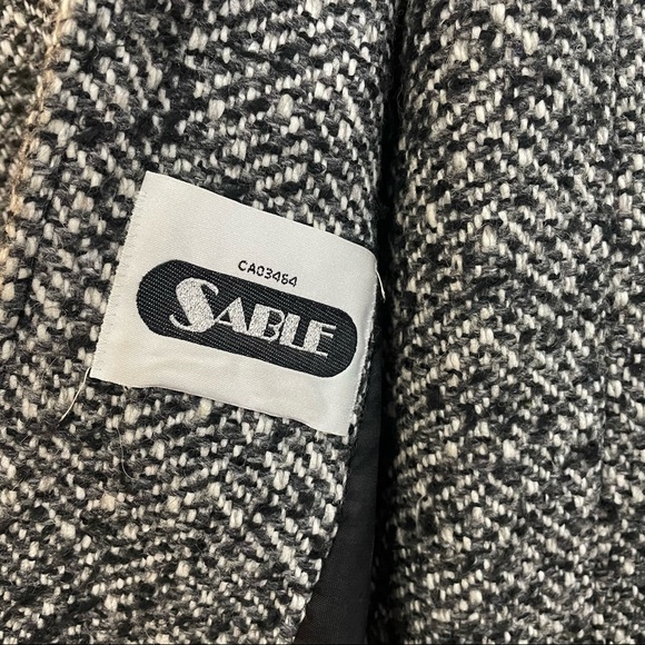 GENUINE VINTAGE Aritzia Style 80s Tweed Shoulderpads Double Breasted Jacket Coat - Picture 8 of 8